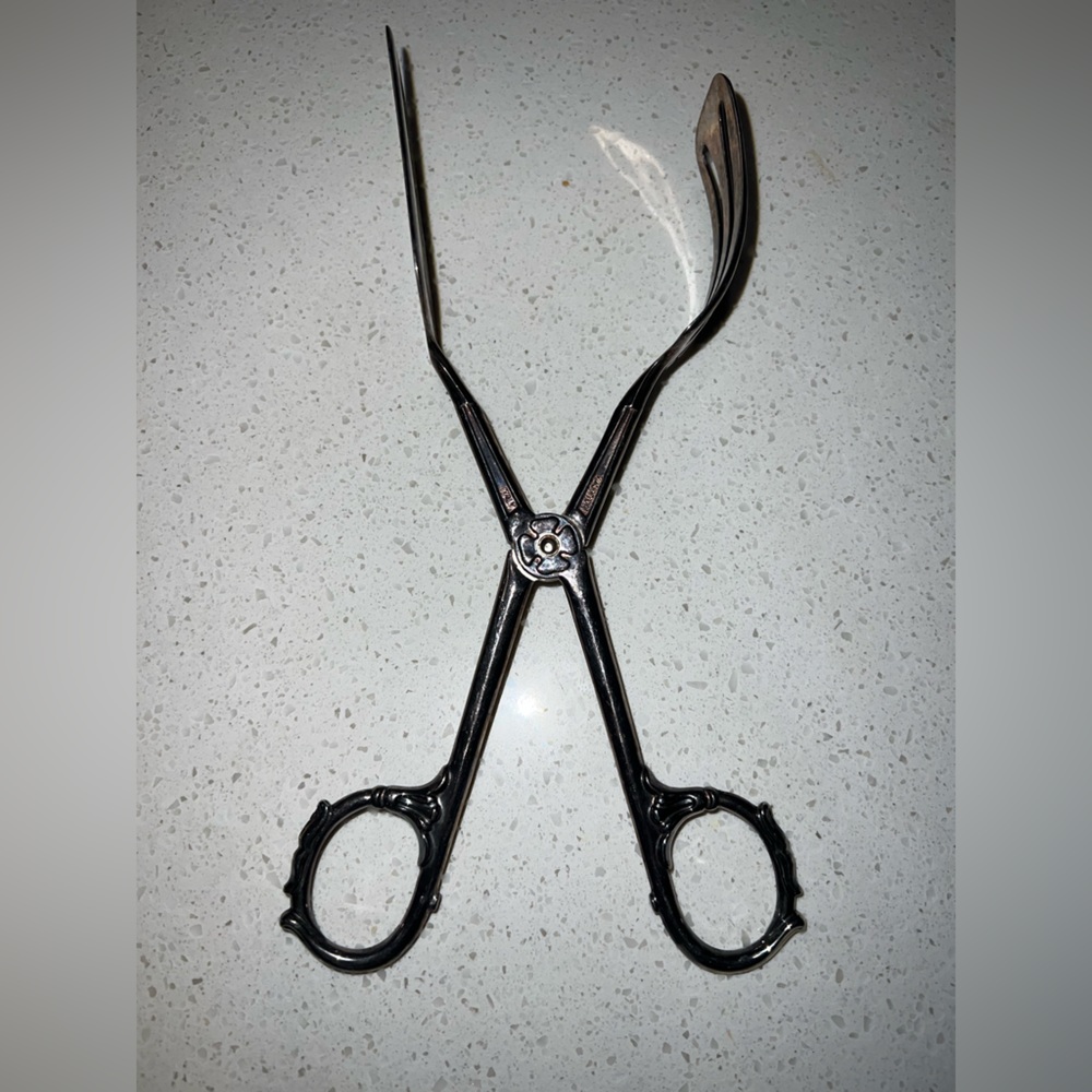 Vintage Taunton Made in Italy Silver Plated Salad Tongs Size 19" long